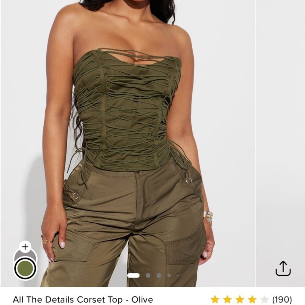 Fashion Nova Olive Strapless Corset Top